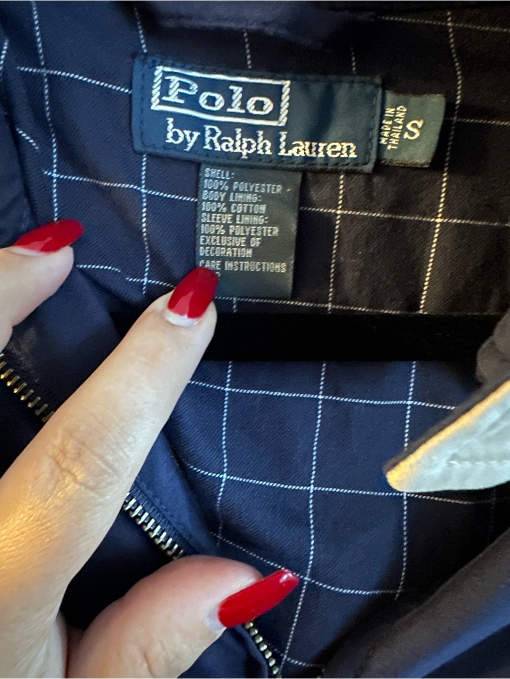 Polo by Ralph Lauren Navy Bomber Jacket with Cream Collar Detail - Picture 3 of 3